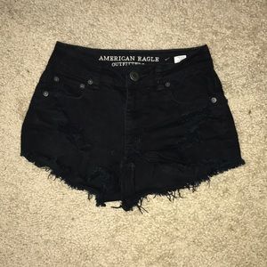 Black Distressed Jean Shorts